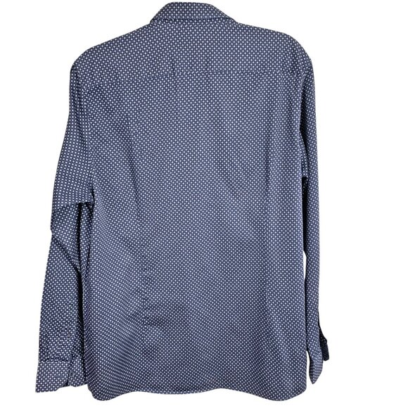 Ted Baker London Merci Navy Geo Print Buttoned Collar Shirt - Picture 8 of 10